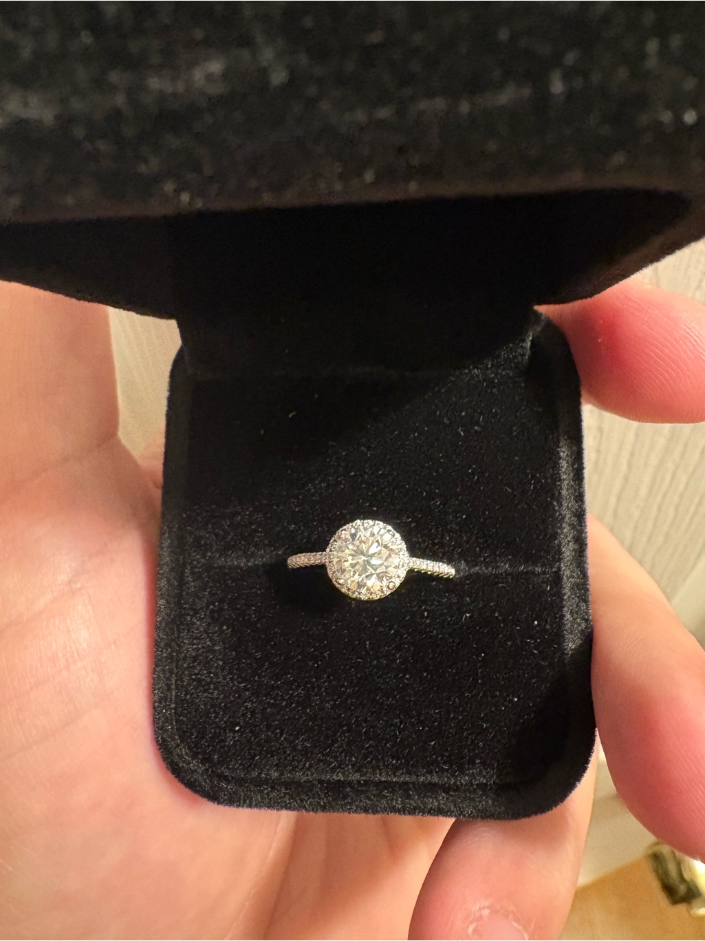 Mossanite Halo Adjustable Engagement Ring  65 Mm 1 Ct